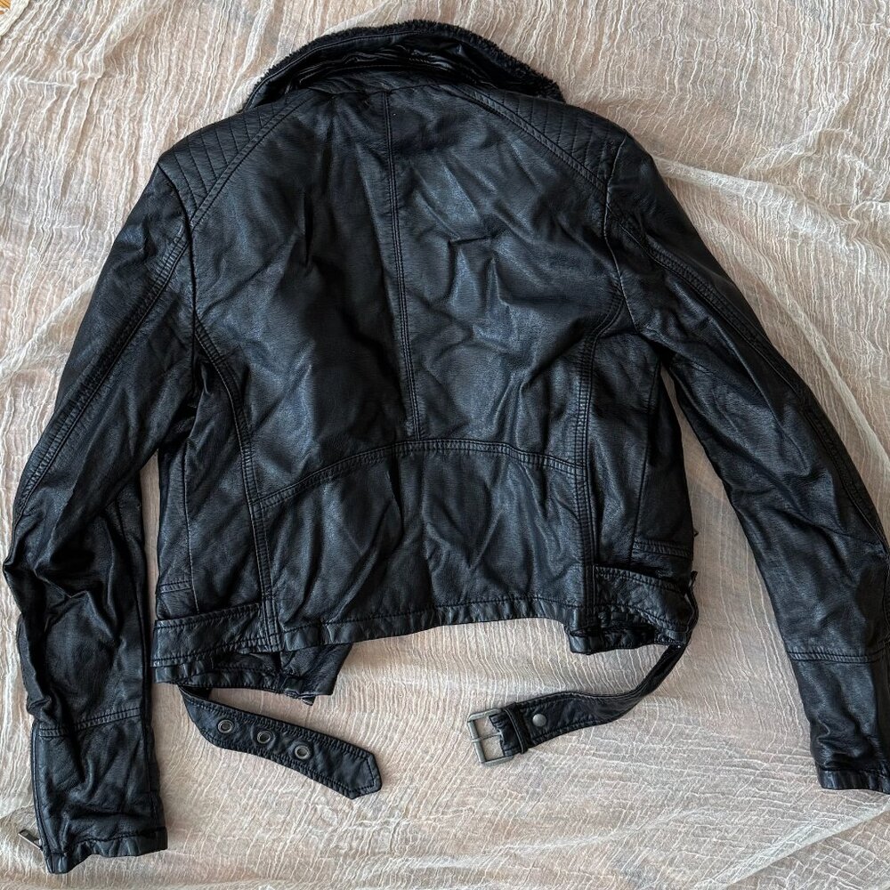 Free People Lined Moto Leather Jacket with Detachable Sherpa Collar - Picture 5 of 10